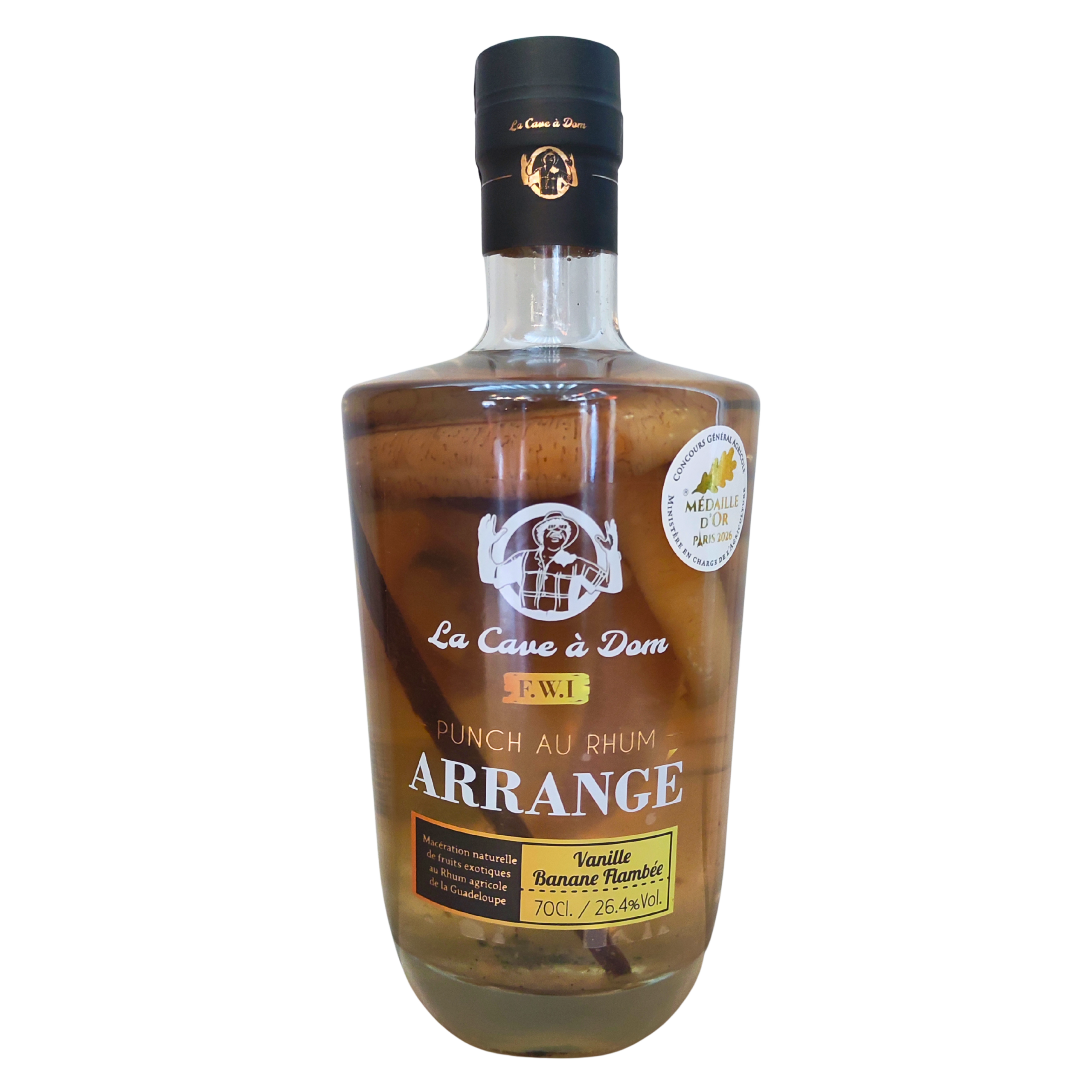 Rhum Arranges La cave à Dom, Banane flambée, Vanille 70 cl 26.4°